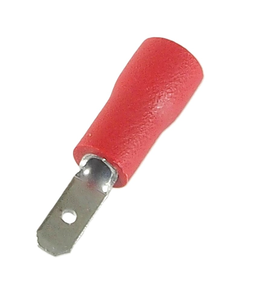 Terminal plat 0,110'' mâle isolé rouge - 100 pcs