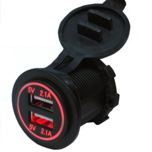 Prise USB 2 x 2.1A imperméable au DEL rouge SKU-4