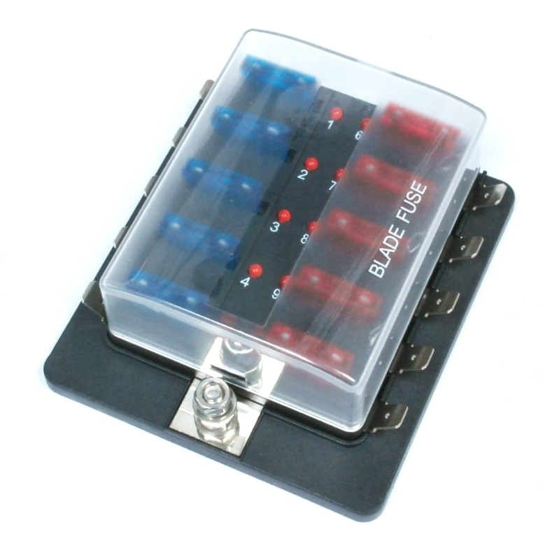 Porte fusible 10 voies avec indicateur LED 32 VDC