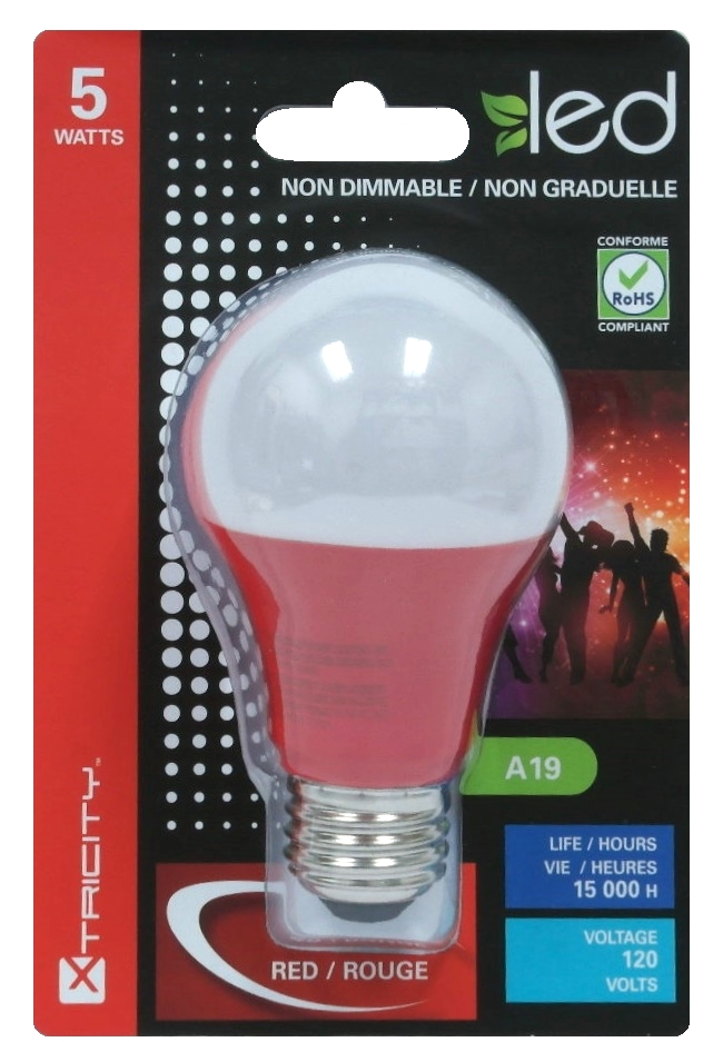 Ampoule au DEL A19 120 Volts 5 Watts - Rouge