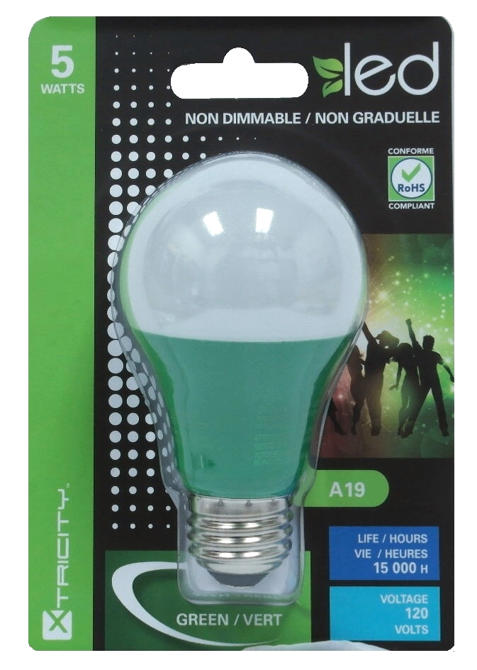 Ampoule au DEL A19 120 Volts 5 Watts - Vert