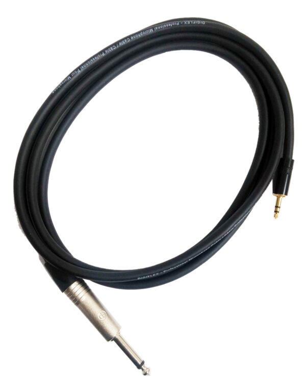 Câble adaptateur pour microphone de marque Digiflex NKP-6. 1/8'' (3.5mm) mâle stéréo à 1/4" (6.3mm) mâle mono