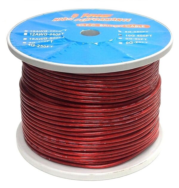 Bobine de fil 10 AWG rouge pour amplificateur 500'