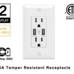Prise AC murale 120v avec 2 ports usb intégré