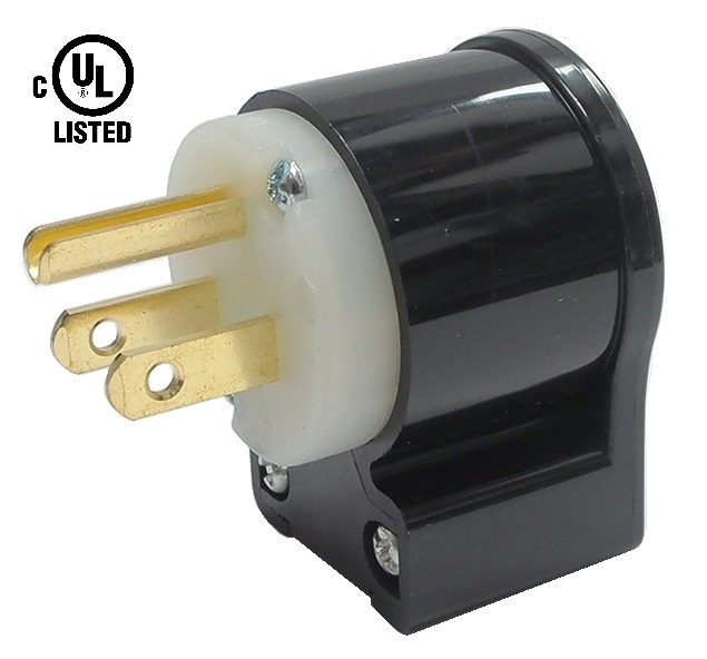 Prise AC à 90° mâle 3 contacts - 15A/125V