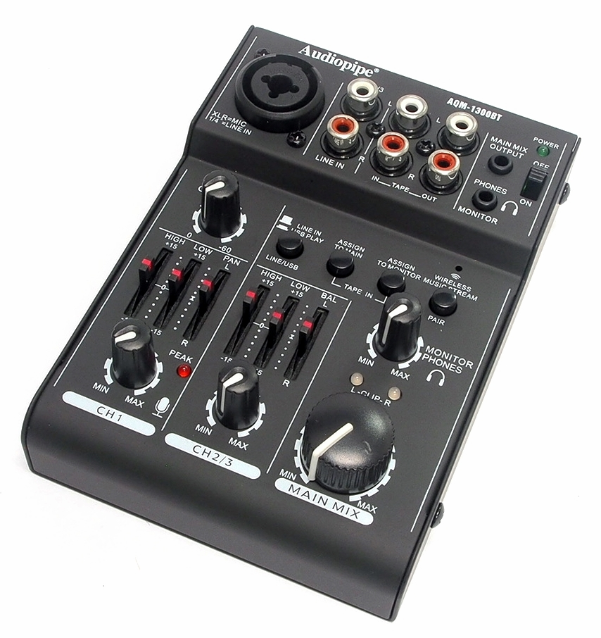 Mélangeur Audio Pipe Mic-Line à 3 canaux USB