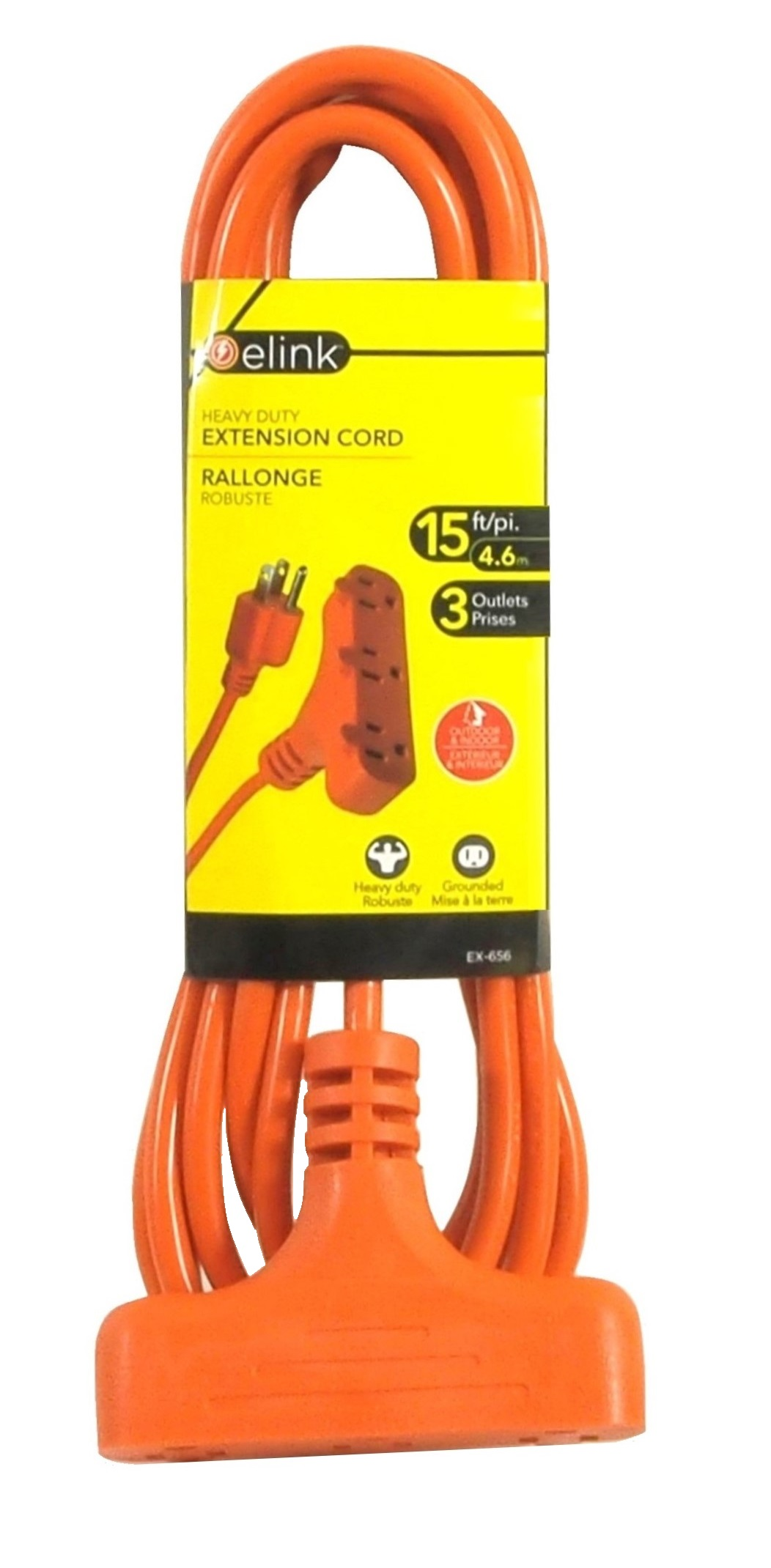 Rallonge électrique avec 3 prises femelles - 15'