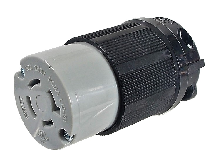 Connecteur femelle de type twist lock à 4 contacts. Prise d'extension - 20A / 250 VAC / 4 contacts