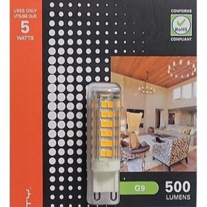 Ampoule au DEL G9 de 5 Watts (Remplace une ampoule de 60 Watts). 120 Volts.  Blanc doux 3000K.