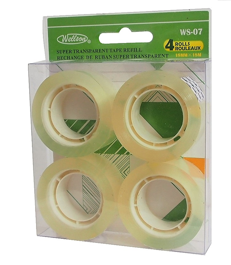 Paquet de 4 rouleaux de ruban transparent