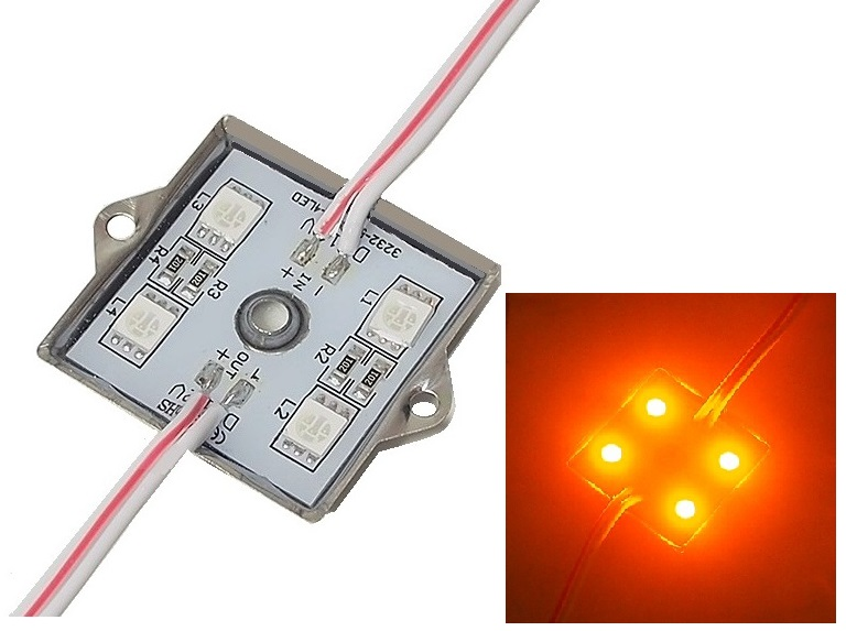 MODULE IMPERMÉABLE À 4 DELs JAUNES 12 VDC