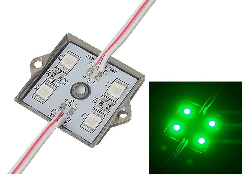 MODULE IMPERMÉABLE À 4 DELs VERTS 12 VDC
