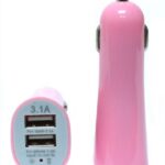 Prise allume cigare avec usb de 2.1 amp + 1 amp pour le chargement de téléphones et de tablettes.  Disponible en rose.