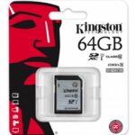 Carte mémoire SDXC de 64 GB, CLASS 10,  HD vidéo, de marque Kingston.