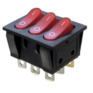 Interrupteur à triple bascule rouge On-Off 3 P.S.T 9P