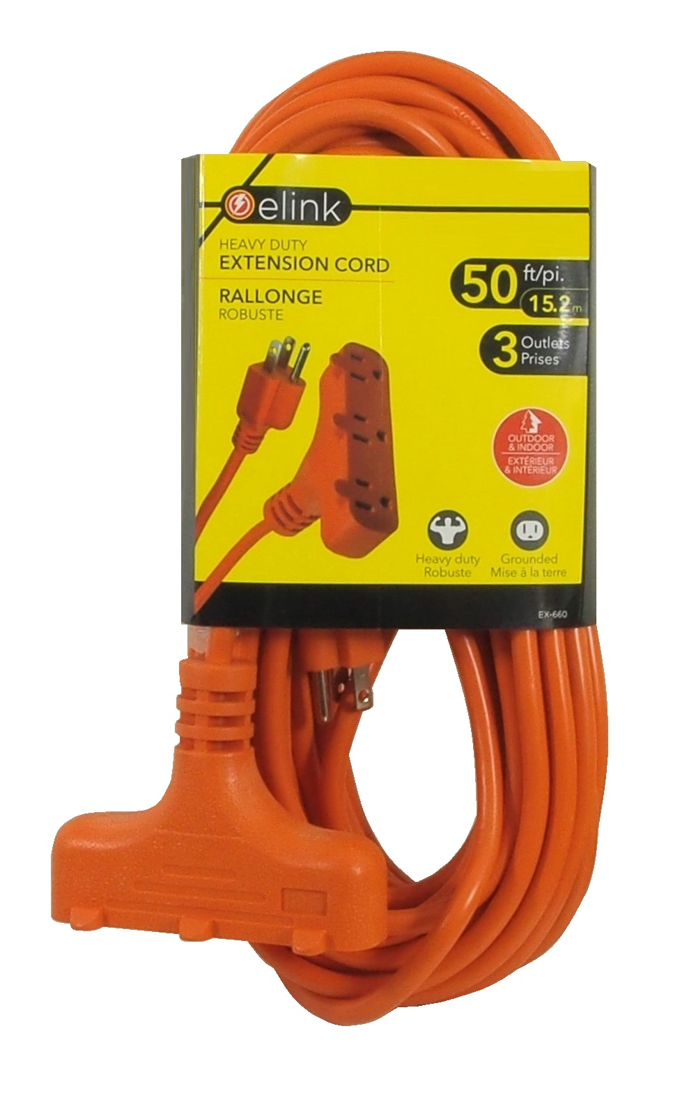 Rallonge électrique avec 3 prises femelles - 50'