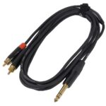Câble audio avec fiche 6.3mm stéréo à 2 x RCA  10'"