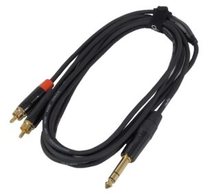 Câble audio avec fiche 6.3mm stéréo à 2 x RCA  10'"