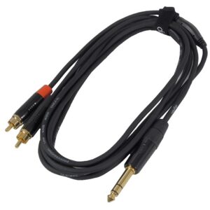 Câble audio avec fiche 6.3mm stéréo à 2 x RCA  10'"