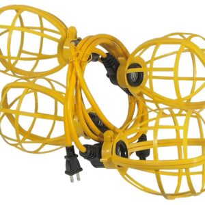 Lampe de travail temporaire suspendue pour 4 ampoules, 14awg