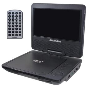 Lecteur DVD portatif avec écran de 7" pivotant sur 180°.