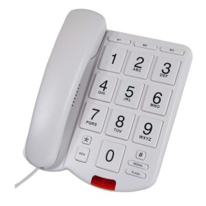 Téléphone avec fil et gros chiffres blanc