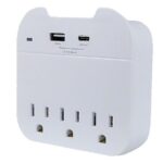 Multiprise charge rapide 3xprises +1xusb-a 1xusb-usb c avec support de téléphone