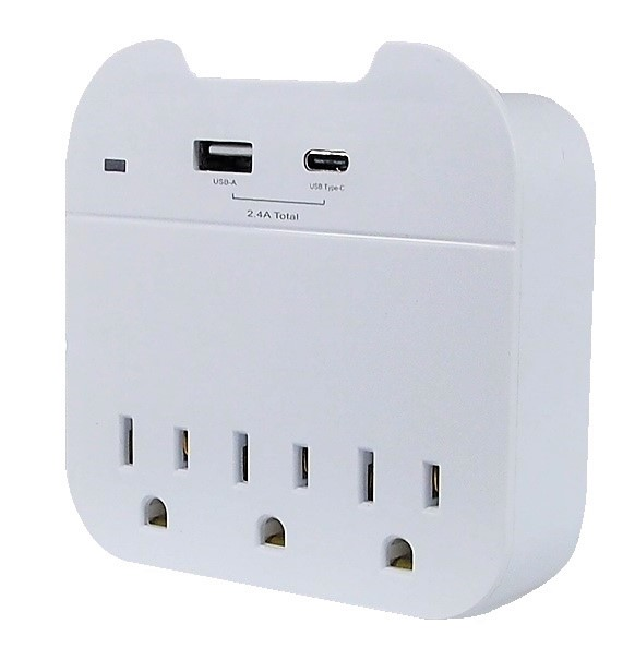 Multiprise charge rapide 3xprises +1xusb-a 1xusb-usb c avec support de téléphone