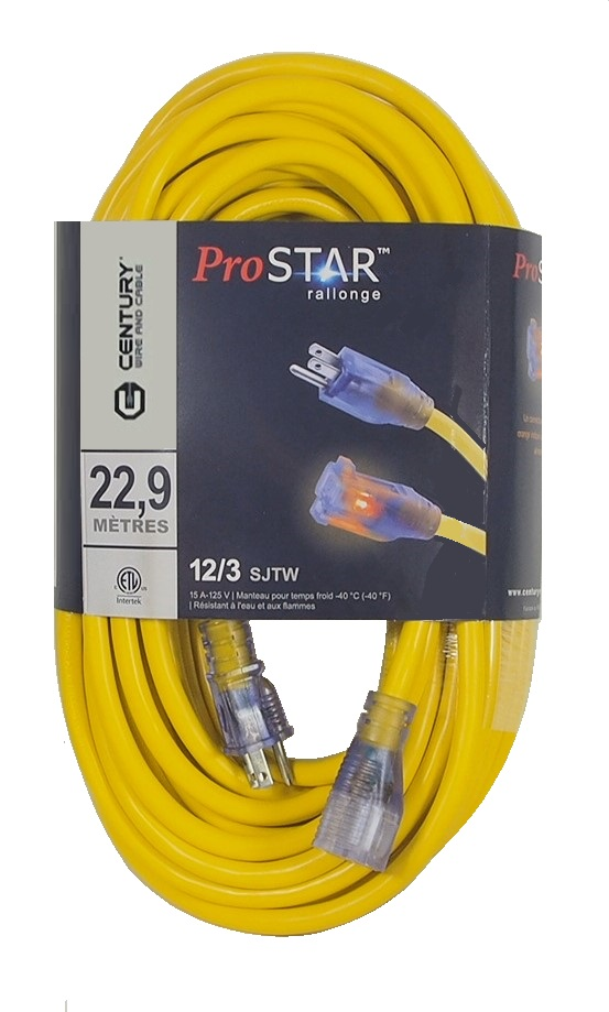 Rallonge électrique pour l'extérieur 3/12 75 pieds