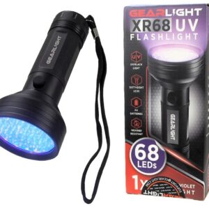 Gearlight Lampe de poche UV à lumière noire de 68 LED Détecteur d'urine pour chien/chat, scorpion, punaise de lit, durcissement de la résine, élimination des taches de chien et éliminateur d'odeurs de tapis