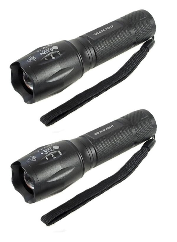 Gearlight Lampe de poche tactique à engrenages DEL S1000 (2 PACK) 5 modes et étanche avc étui
