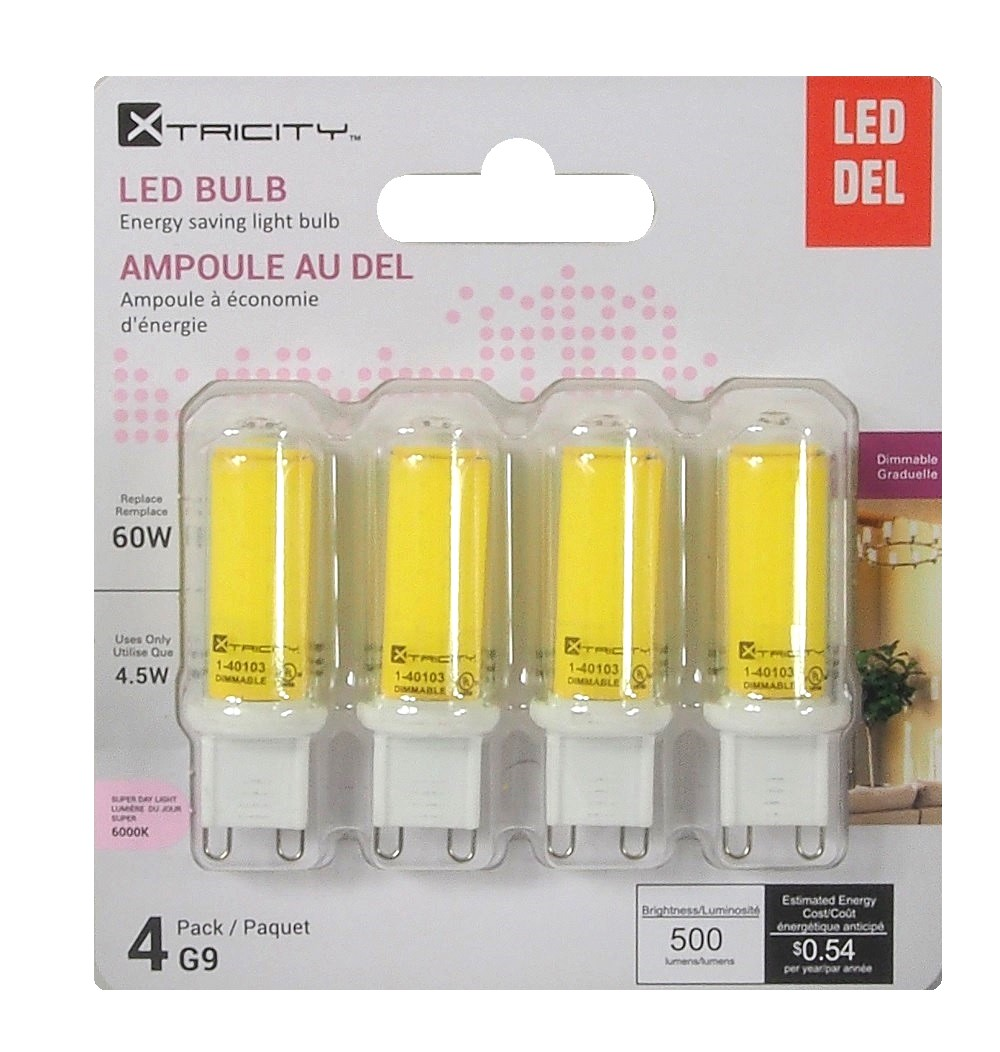 Paquet de 4 ampoules au DEL G9 4.5W (60W) 6000K