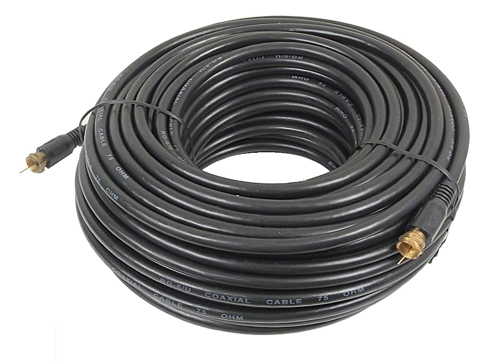 Câble coaxial RG-6 noir - 100 pieds