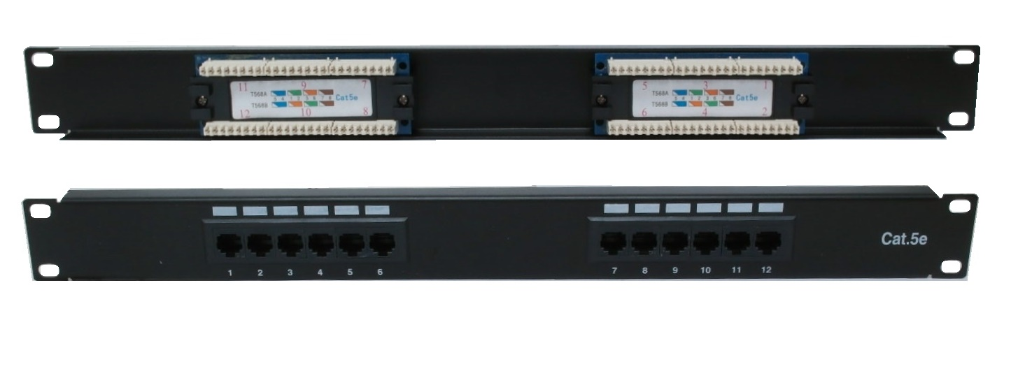 Panneau de brassage 1U à 12 ports CAT5e